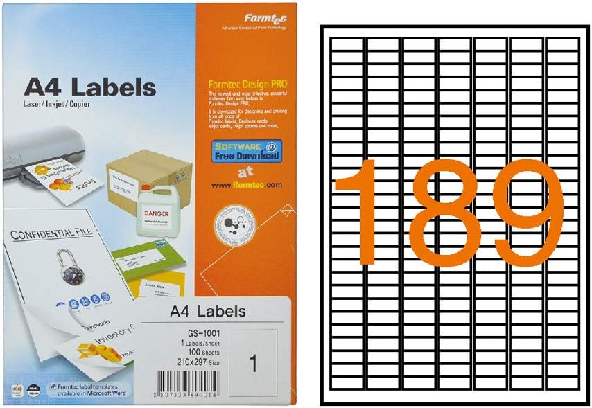 Formtec Labels 25x10mm 189 Labels Per Sheet FTGS1189 Buy Online at