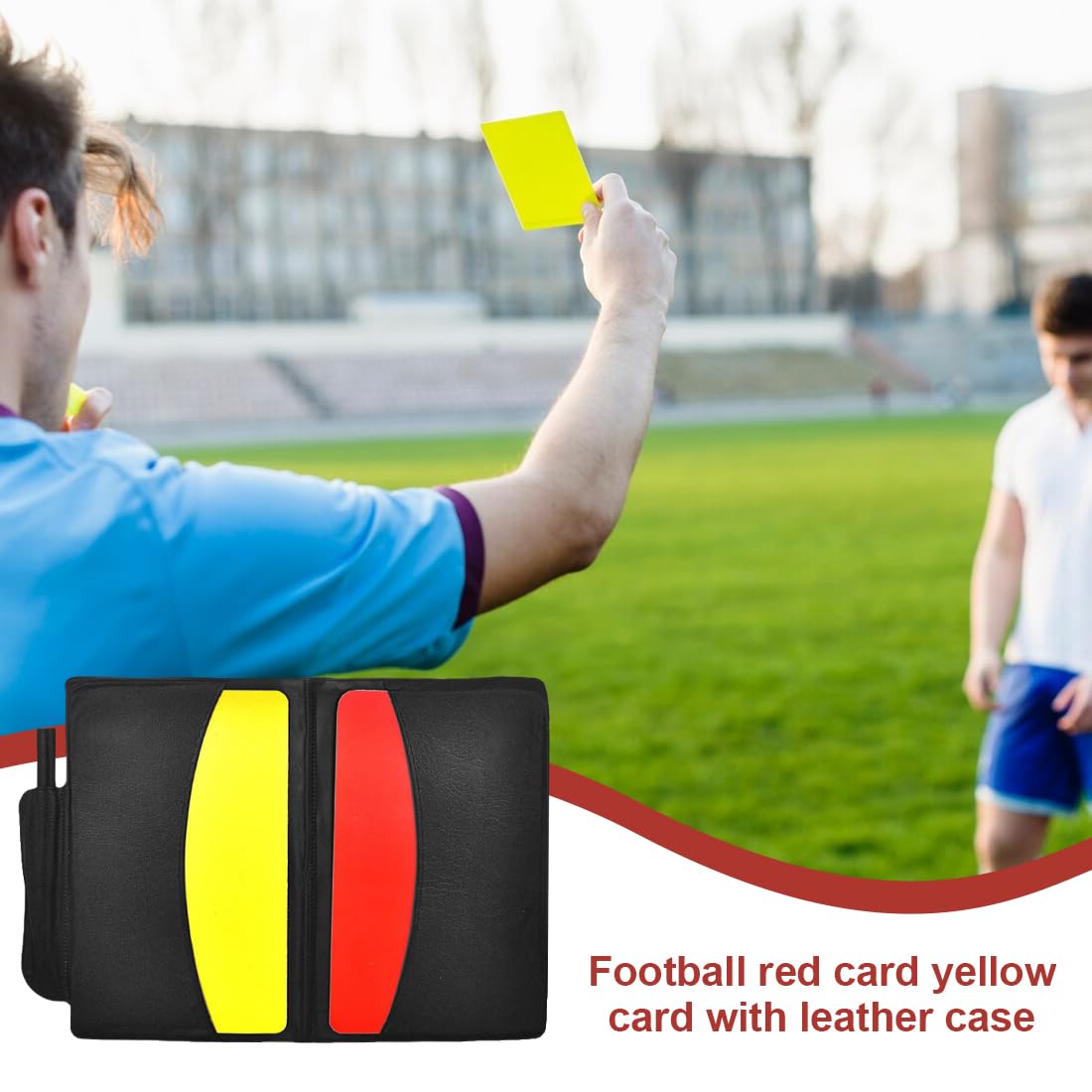 Set Arbitro Calcio Con Cartellini Gialli/Rossi, Fischietto E Taccuino - Portacarte In PU Nero - Foto 11