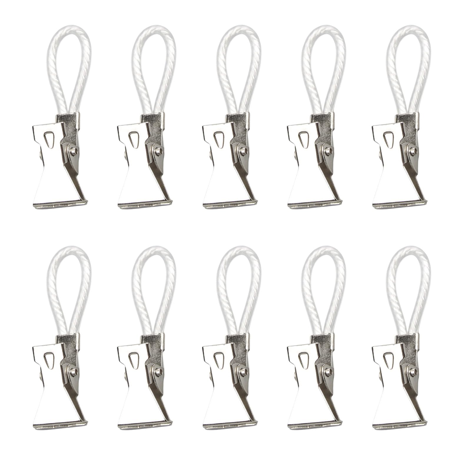 Tertioi White 10Pcs Sturdy Metal Materials Towel Clip With Hanging Hoop Portable For Kitchen Bathroom And Household Daily Use Space Saving Towel Hangers