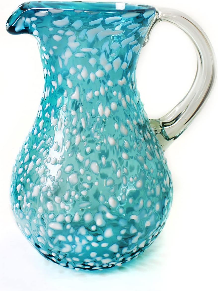 Standard Pitcher - Solid Aqua with white relief
