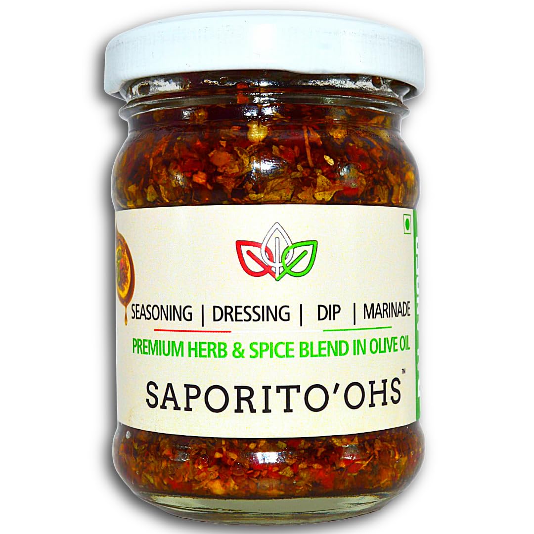 Saporitoohs Premium Herb & Spice Blend in Olive Oil I BALANCED Flavour I Use as Seasoning Dressing Dip Marinade Sauce and More | No Preservatives No Artificial Colors and No bad oils | 100g