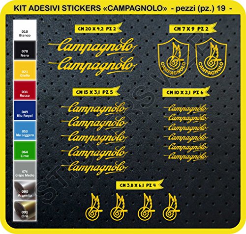 Pimastickerslab - 0088 - Lot de 19 autocollants pour vélo Campagnolo, couleur au choix, Giallo cod. 021