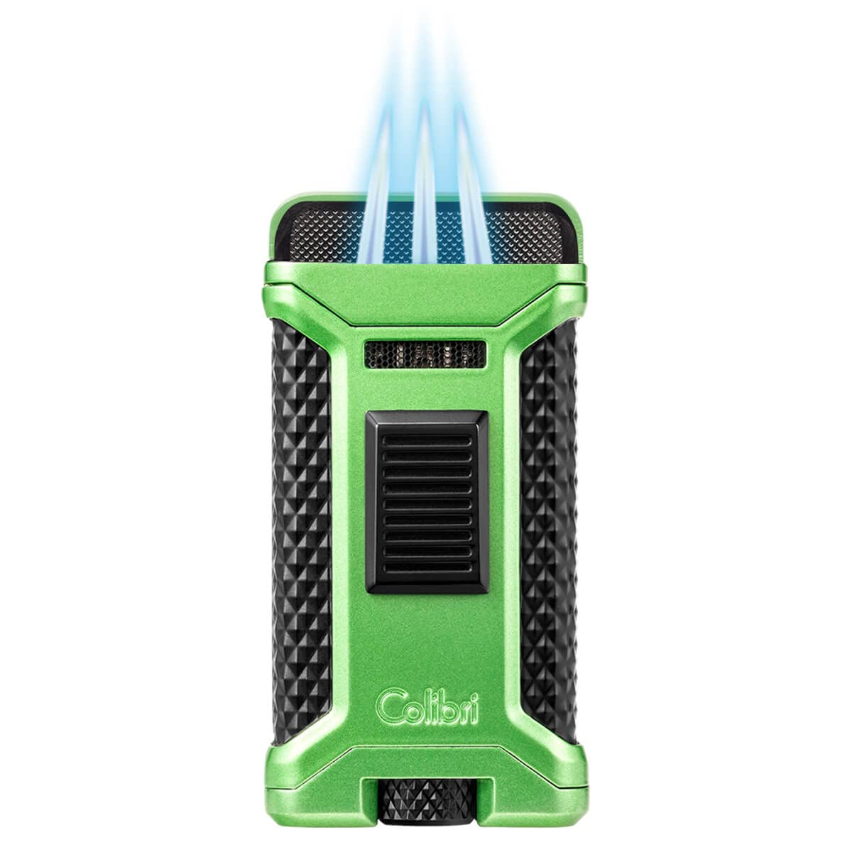 Ascari Triple Flame Lighter, Metallic Green + Black