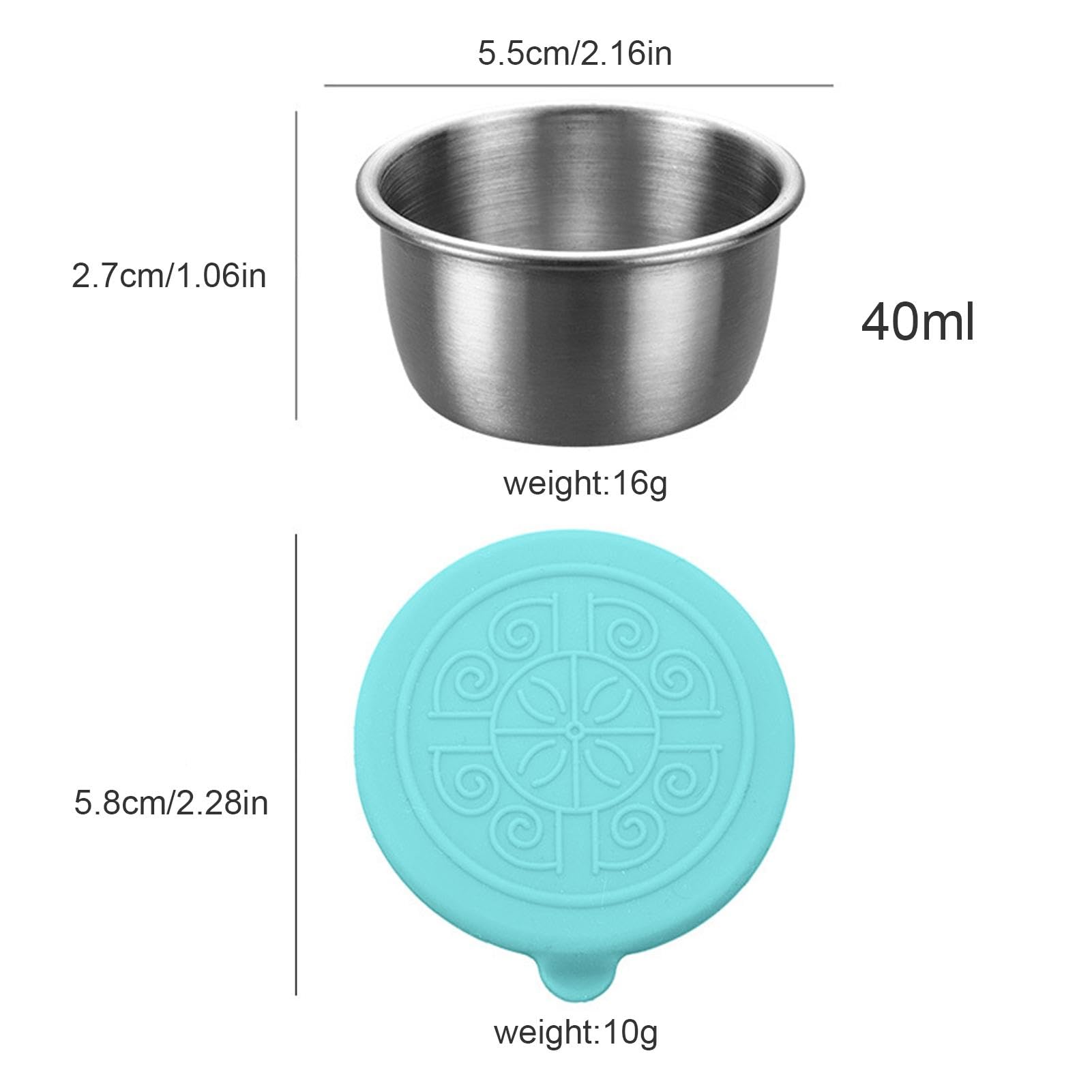 6 x 45ml Contenori per condimenti per insalata con coperchi, piccoli