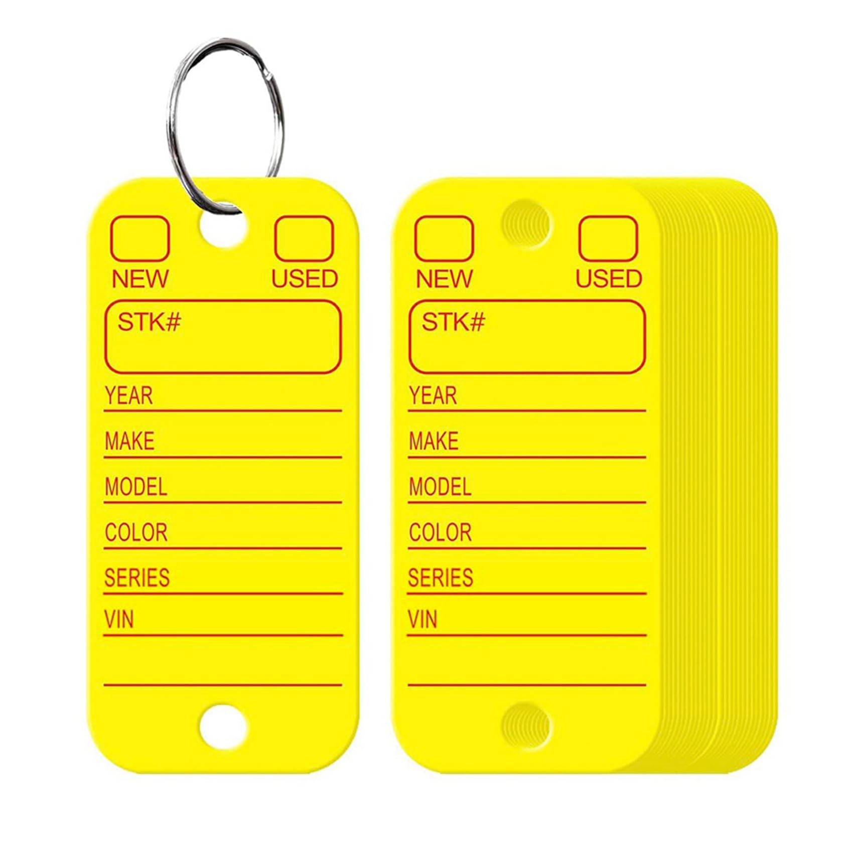2X Etykiety z PVC z Etykietami i Kółkami, Zawieszki do Kluczy Samochodowych do Organizacji, Identyfikatory i Zawieszki do Bagażu z Markerami 200 Żółte