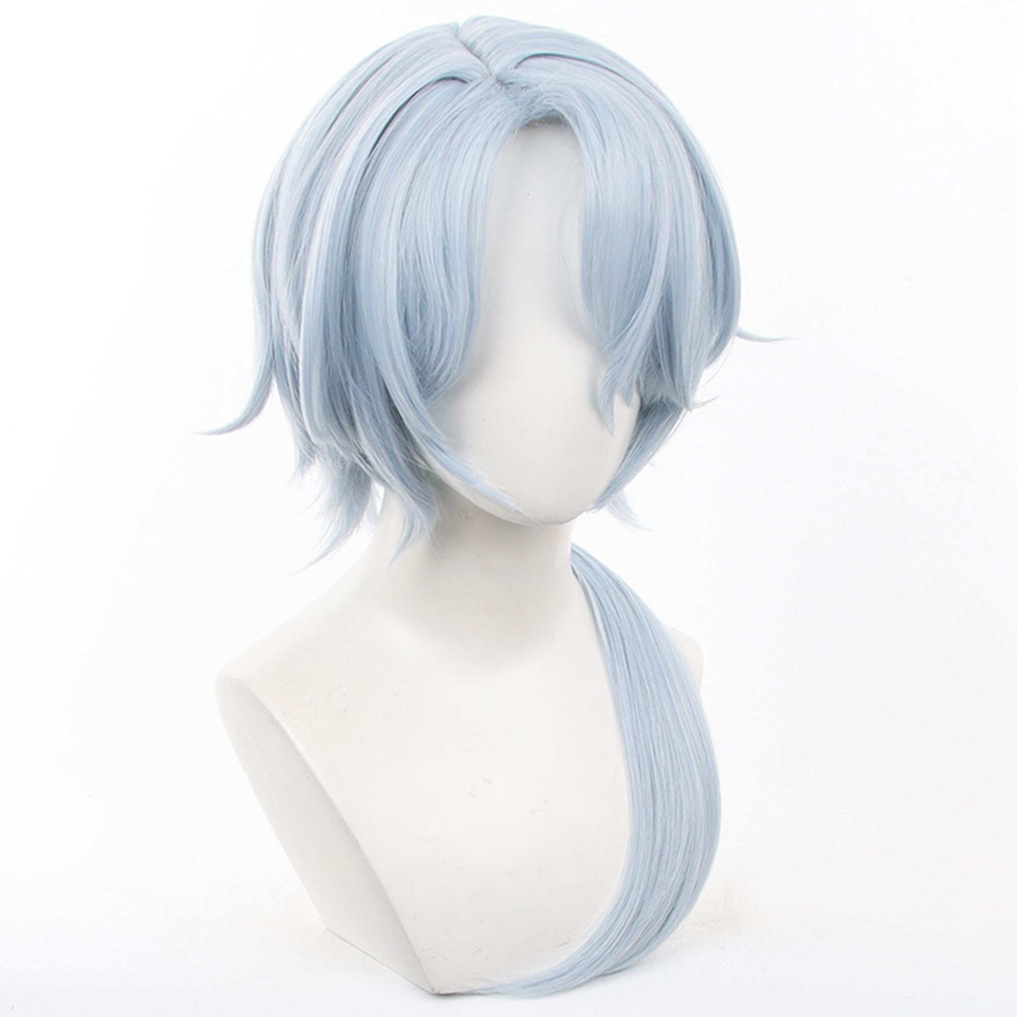Plae Light Blue Long Straight Wigs with Low Ponytail Heat Resistant Synthetic Hairs for Women Men Comic Con Cosplay Halloween Wig - Image 4