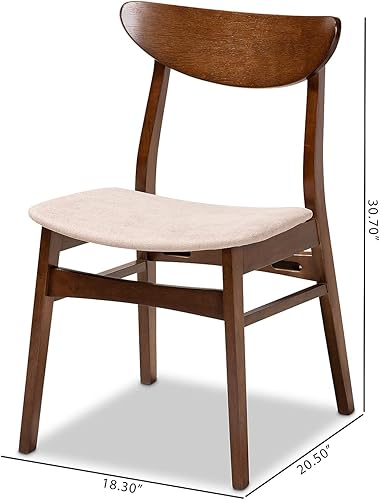 Miniatura 3 de Baxton Studio Parlin Mid-Century - Juego de 4 sillas de comedor de madera con acabado de madera de color beige claro de transición moderna y Beige