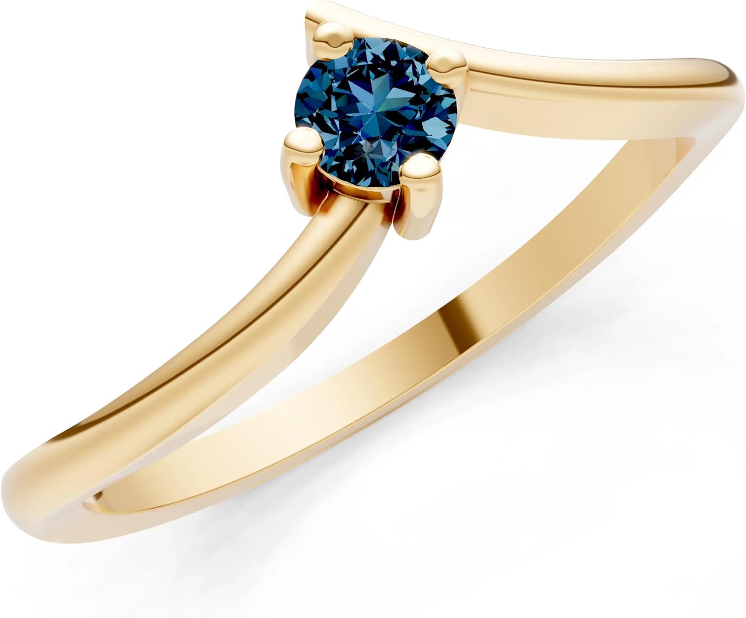 PEORA Round Cut Alexandrite Stackable Band Available in Solid 10K, 14K or 18K Ring – White, Yellow or Rose Gold