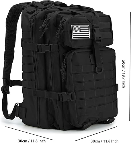 Miniatura 7 de QT&QY 45L Military Tactical Backpacks For Men Camping Hiking Trekking Daypack Bug Out Bag Lage MOLLE 3 Day Assault Pack 1.0 Negro,1.0 verde,1.0