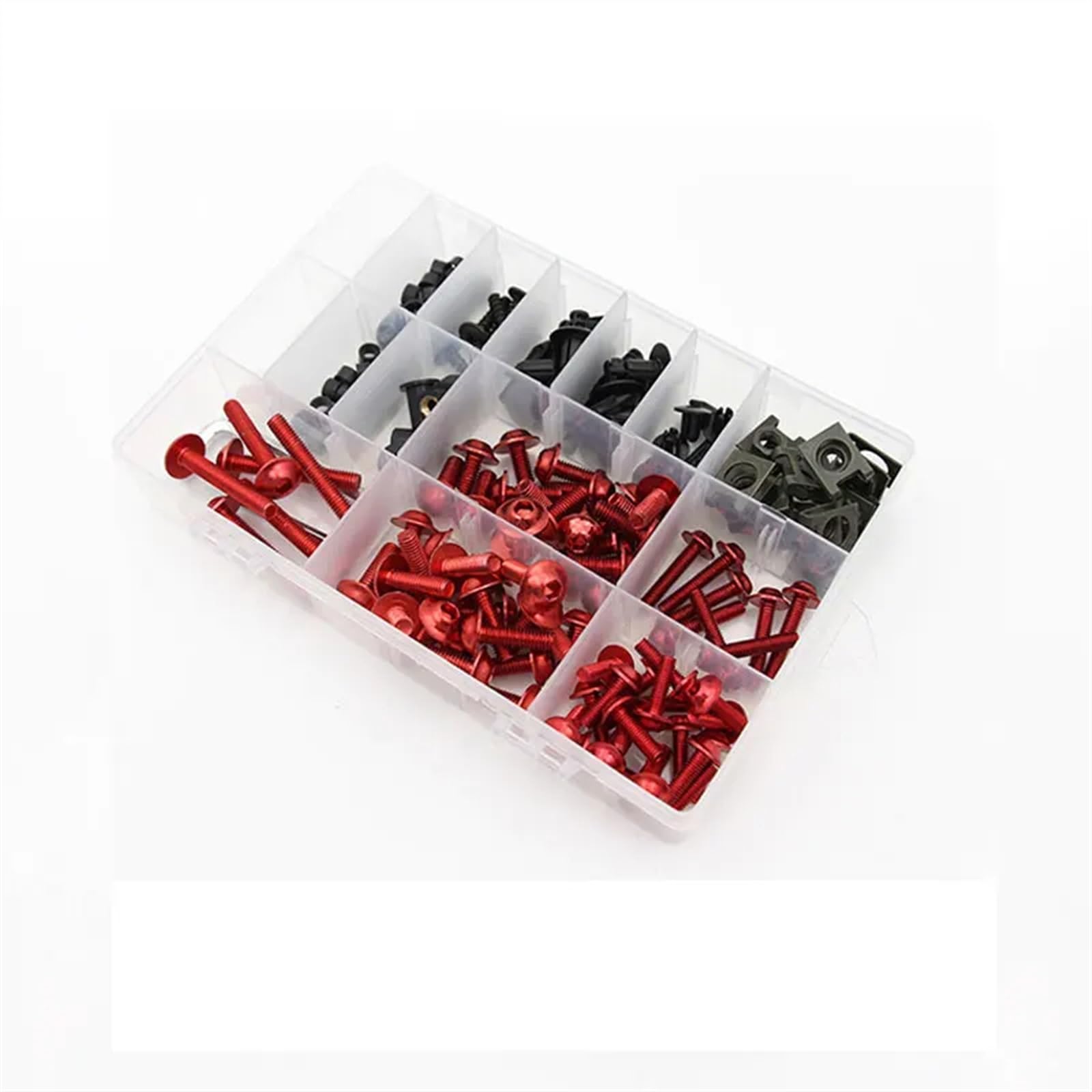 Viti Ergal Moto Kit A-alluminio W-viti per parabrezza 7 colori 195 pz/scatola Viti per moto Carenatura Bullone Vite Dado Elementi di fissaggio Viti Set Parte del motociclo(Gold)