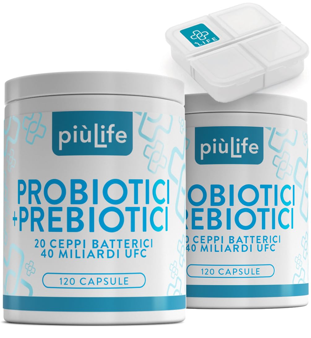 Fermenti Lattici Probiotici e Prebiotici Inulina e FOS PiùLife, 240 Capsule | 2 