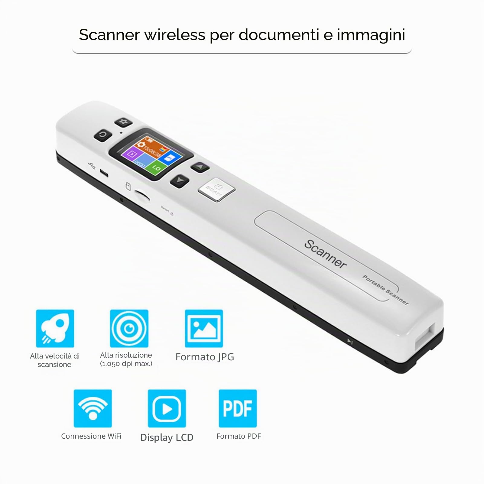 WiFi 1050DPI Asta Portatile ad Alta Velocità Documento e Immagini Scanner A4 Dimensioni JPG/PDF Formate Display LCD per Business Reciepts Libri