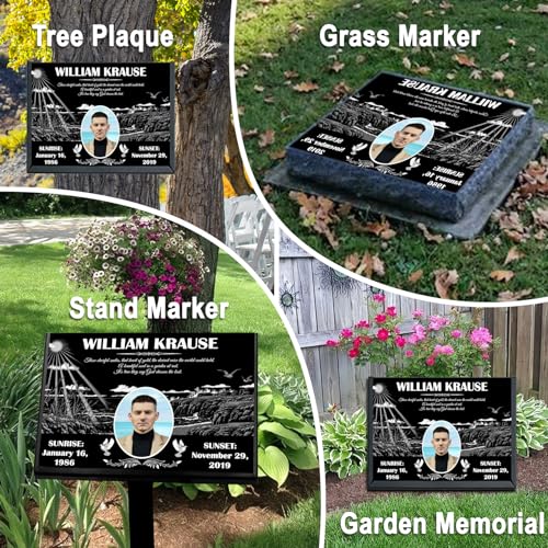 Image of ADFSTONE Memorial Stones Plaques for Personalized Small Grave Stone, Remembrance Gifts, Customized Picture Grieving Plaque for Humans, Memory Plaques for Loved Ones Lost, Little Tombstones.