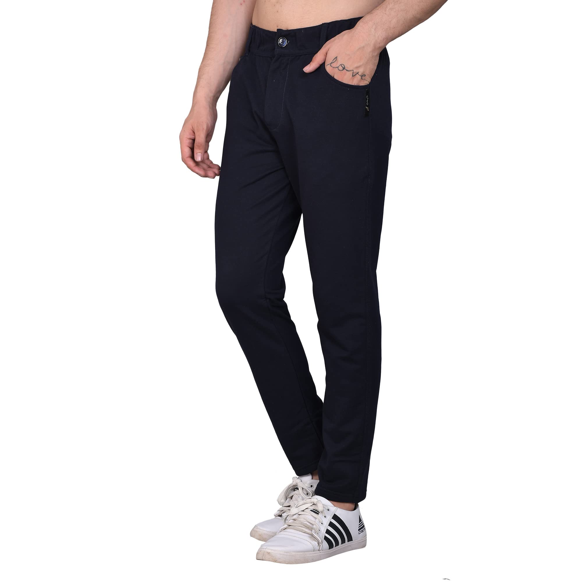 GATTSMen Navy Blue Pant Style Cotton Track Pants, Comfortable Trouser Cum Lower, Jogger, Casual wear, Office wear, Lounge wear, for Gym & All Sports