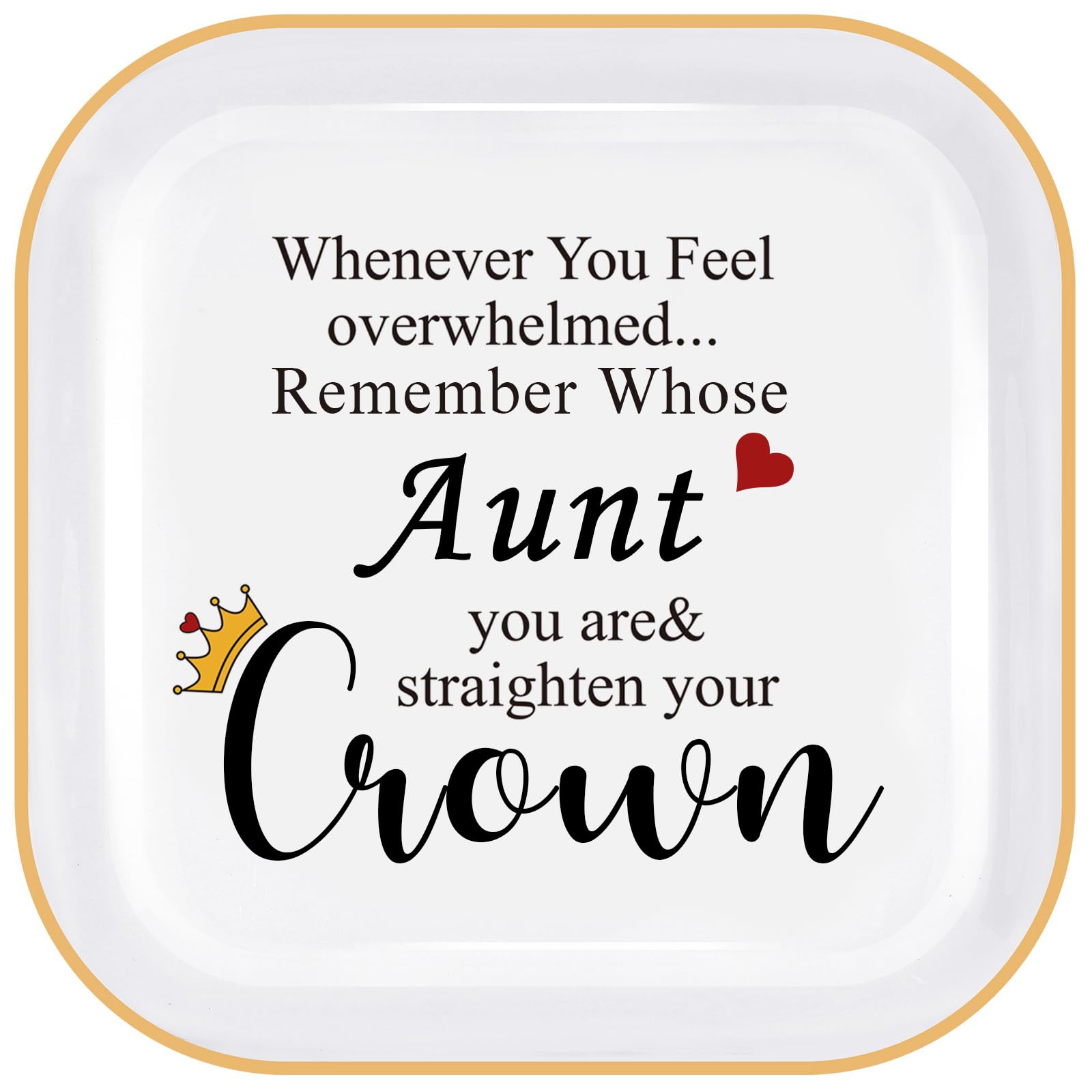 PUDDING CABIN Aunt Gifts from Niece Nephew - Straighten Your Crown Ceramic Jewelry Dish Best Aunt Gifts for