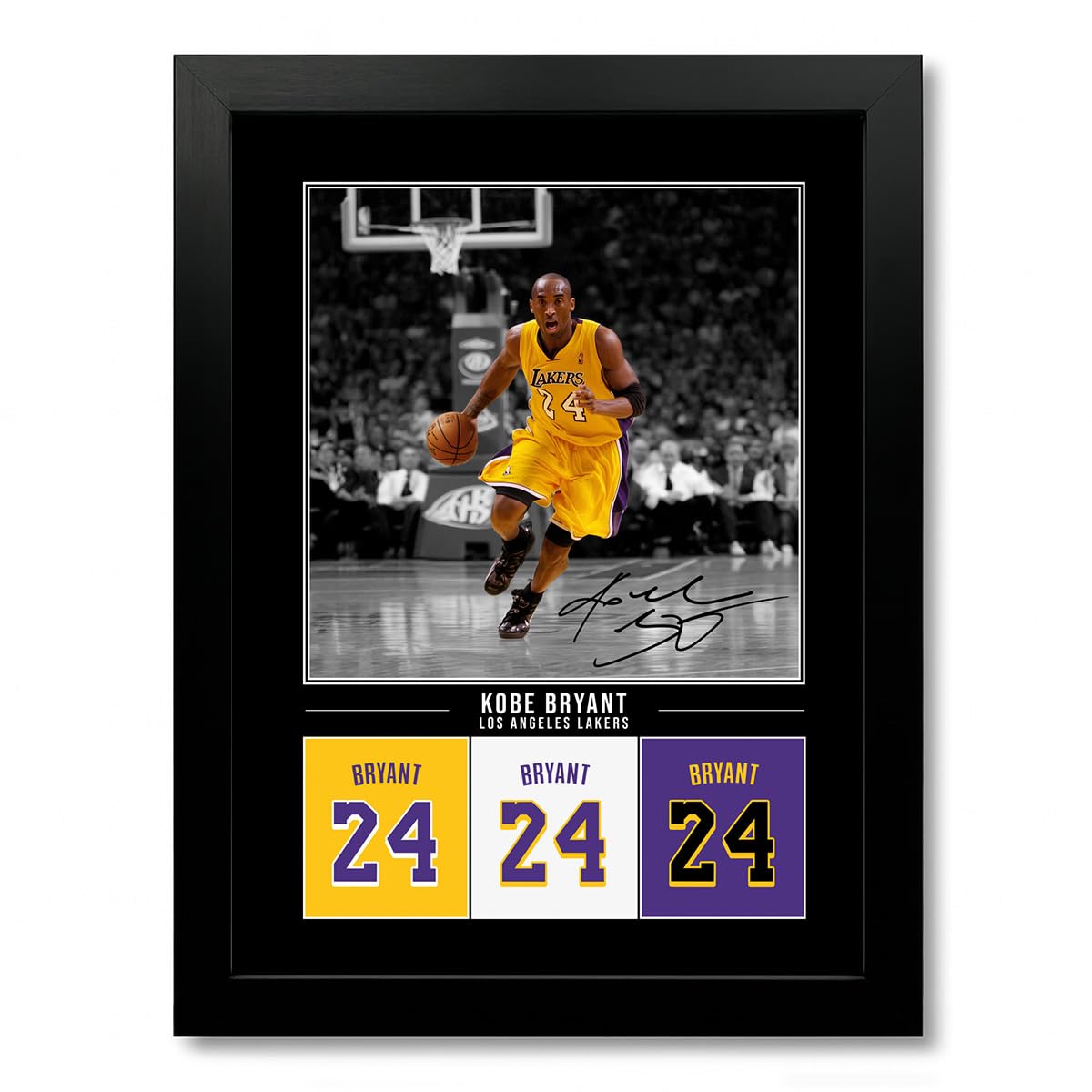 Mounted Gifts Trading Kobe Bryant LA Los Angeles Lakers Signed A4 Poster Photo Print Framed Autograph Gift Basketball NBA Legend (Black A4 Framed)
