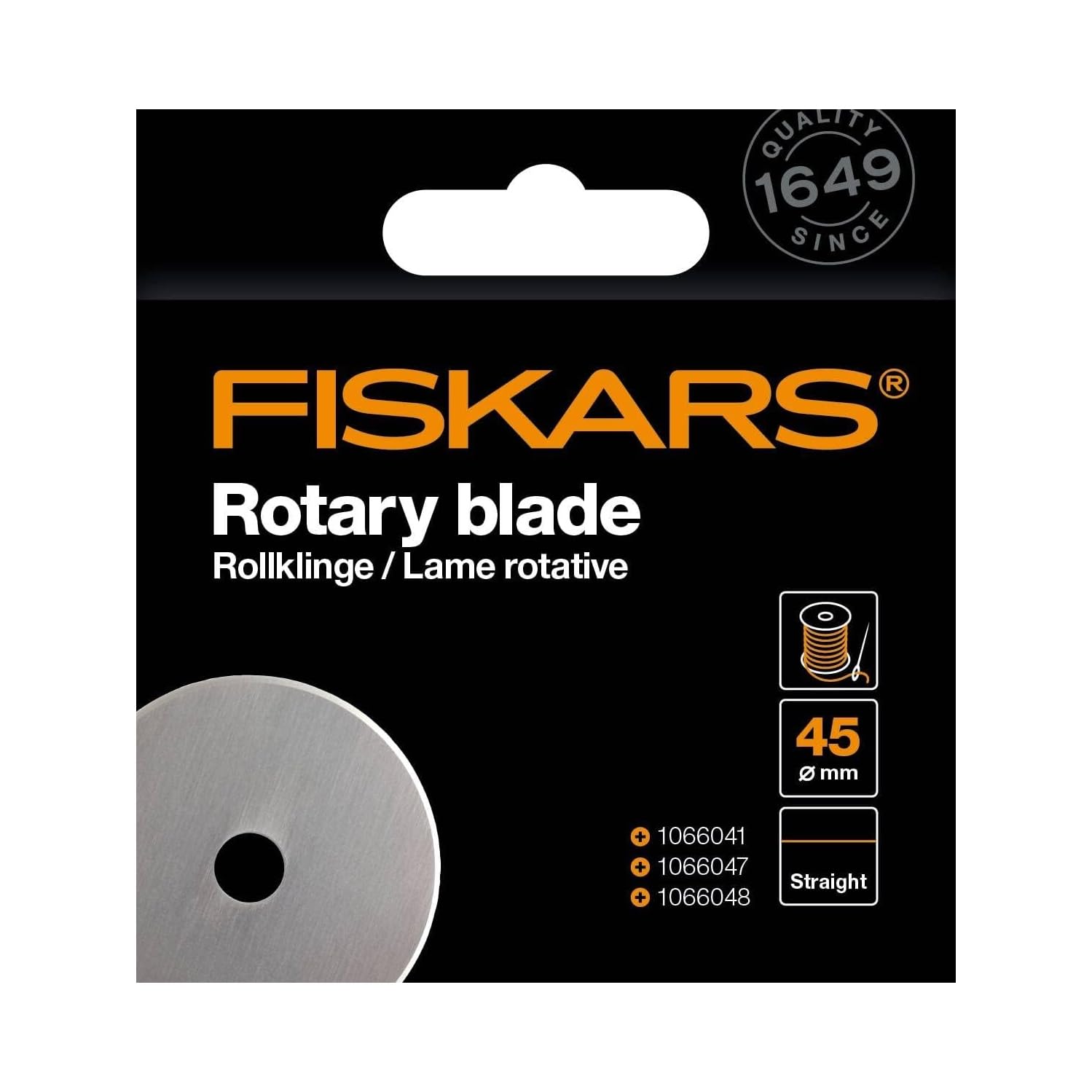 Original Fiskars replacement blade, roller blade for straight cuts, incl. blade holder, Ø 45 mm, steel, 1066042, Grey