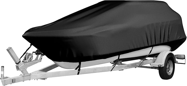 V-Hull Boat Cover, Oxford Cloth PVC Coating 300d Waterproof and Dustproof Trailerable Boat Cover Easy Storage Apply to Yachts Fishing Boats Trimarans