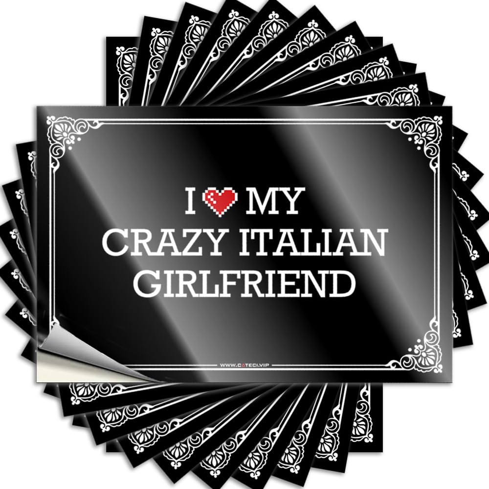 I Love My Crazy Italian Girlfriend Crazy Indie - Decals Bottle Removable Vinyl Decal(8X12CM)