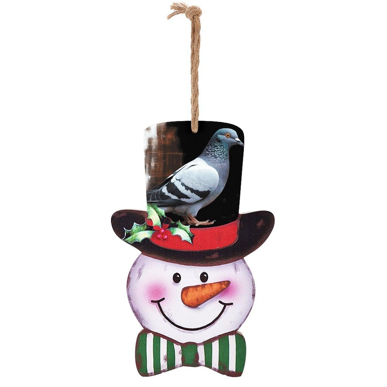 Pigeon Snowman Decor Christmas Snowmans Hanging Decors Wooden Exquisite Holiday Decoration Sign for Home Window Wall Farmhouse Indoor Outdoo