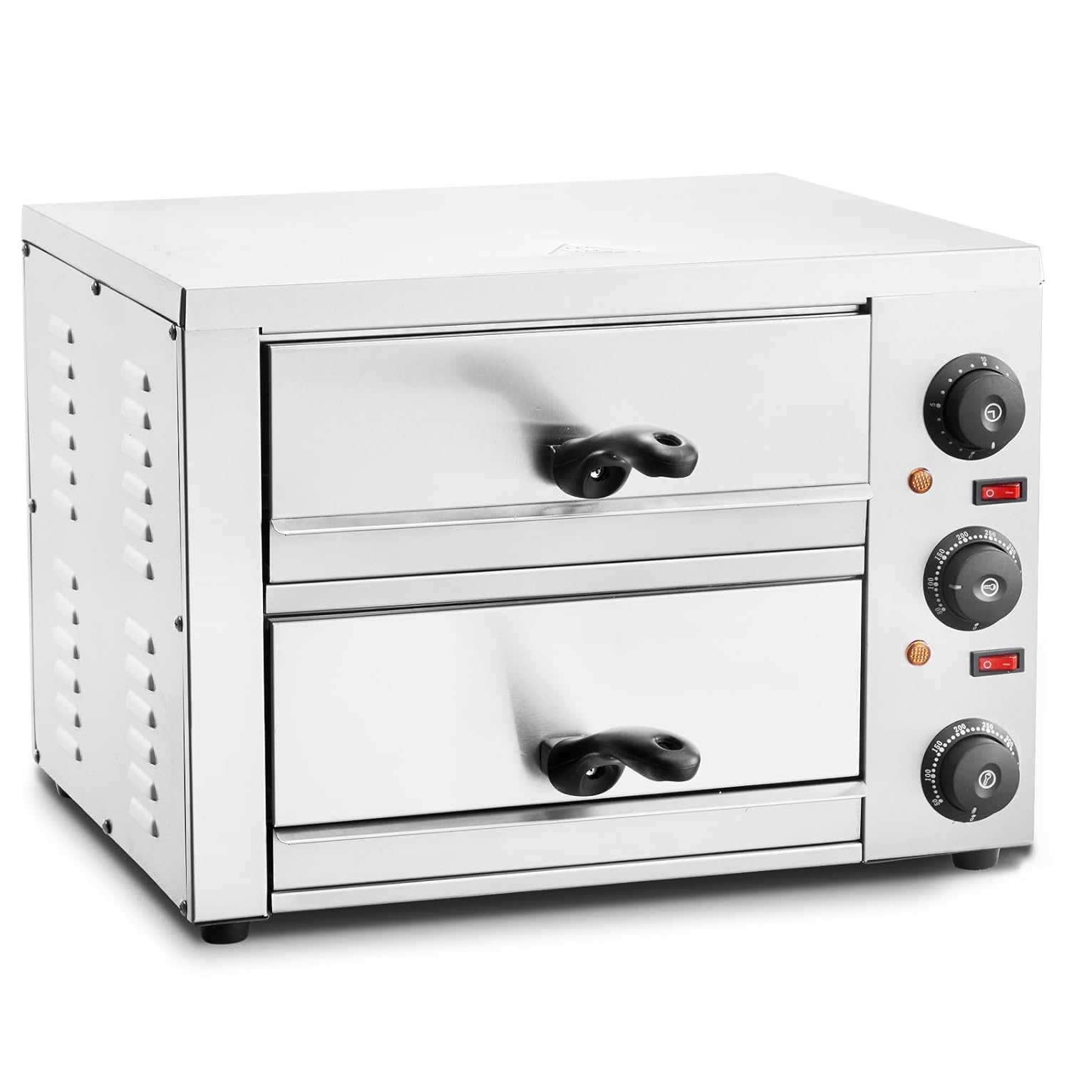 VEVOR Horno de Pizza Elctrico para Encimeras, 1700 W, con Control de Temperatura y Temporizador, Horneado Uniforme y Fcil Limpieza, Ideal para Cocinas Comerciales y Domsticas, 477 x 400 x 350 mm