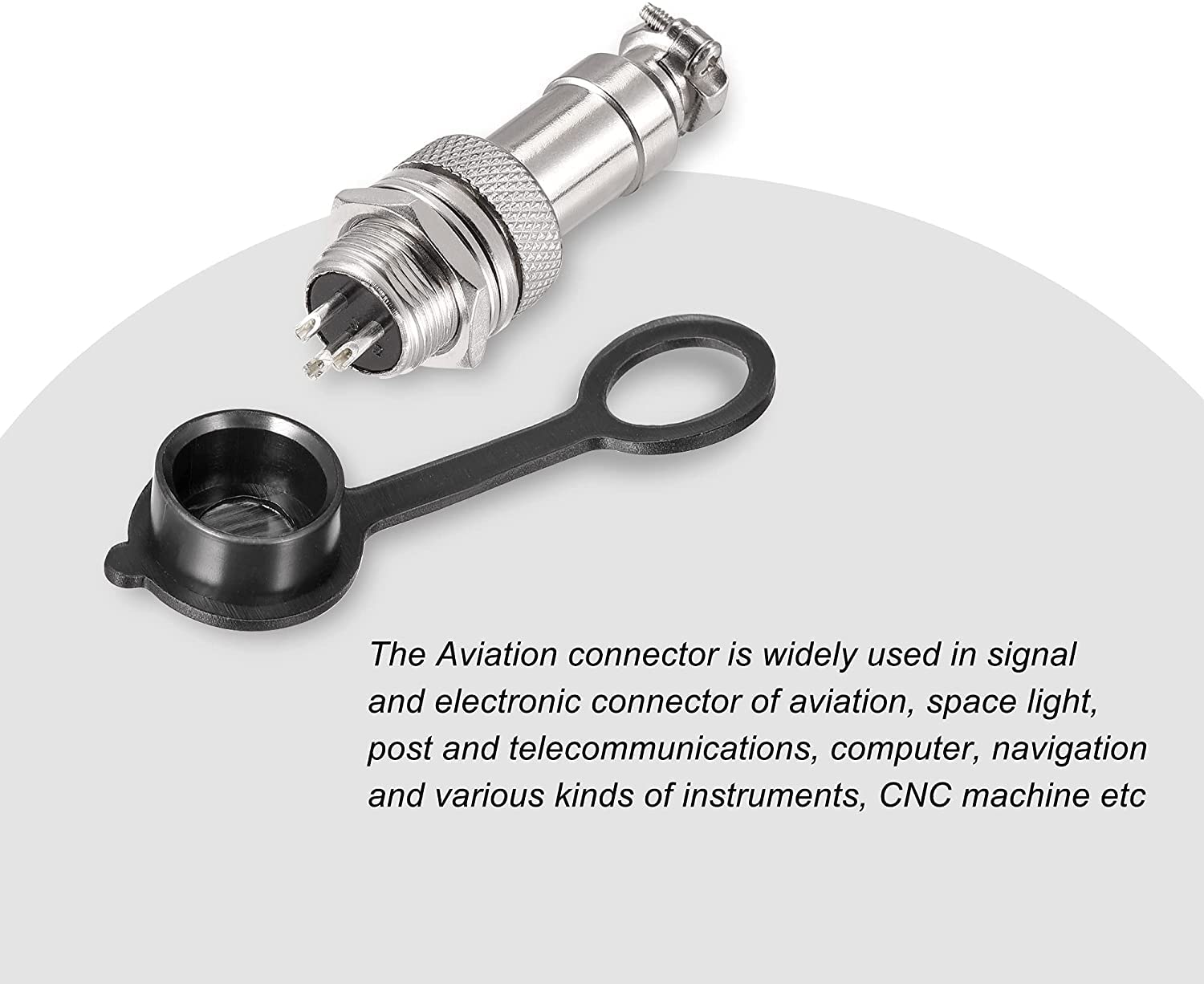 Connecteur d'aviation 16 Pcs, 12-3, Fiche mâle femelle, 3 broches, 5A, 12mm, Métal et Plastique, Argent, Noir