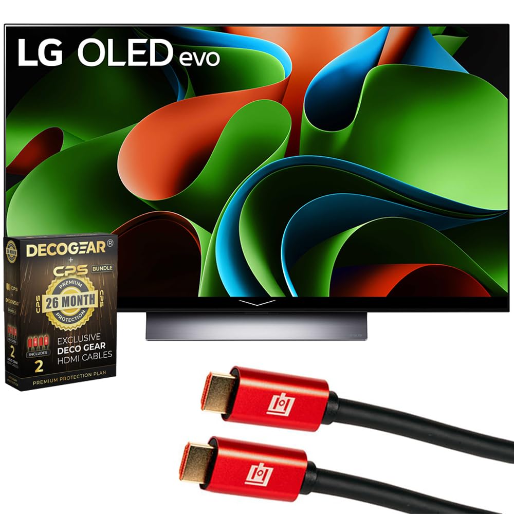 LG OLED48C3PUA OLED evo C3 48 Inch HDR 4K Smart OLED TV 2023 Bundle with Deco Gear 4K HDMI 2.0 Cable w/Pure Copper Conductors x2 & CPS Exclusive 26 Month Protection Pack Bundle (BEACH-CPS-261500)