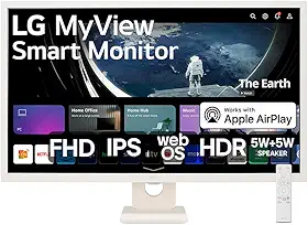 Monitor Smart LG MyView 32'' IPS FHD WebOS 60Hz 8ms Inclinação Bivolt Branco 32SR50F-W.AWZM