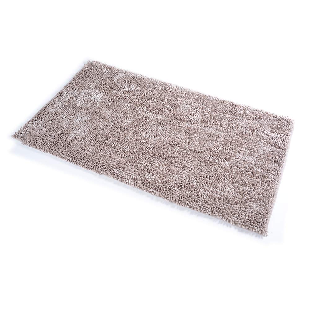 Tapis taupe 70x130 cm Soyeux polyester pour descente de lit