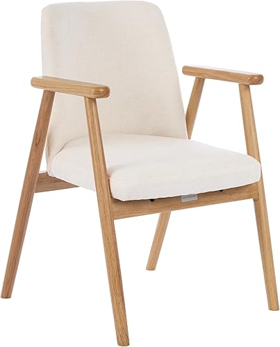 Silla decorativa moderna de mediados de siglo para sala de estar, cómoda silla de lectura con patas de madera maciza, asiento suave, tela de línea