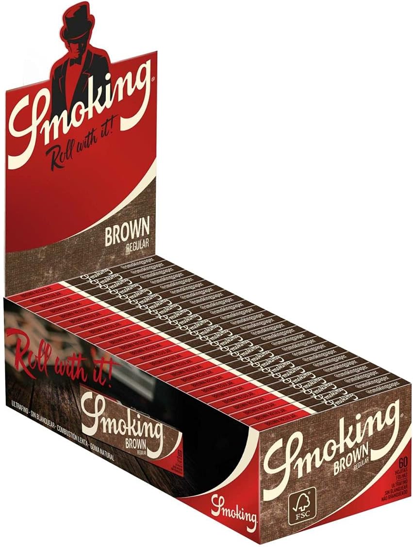 Short Rolling Paper, Single Packets, Brown, 60 x 50