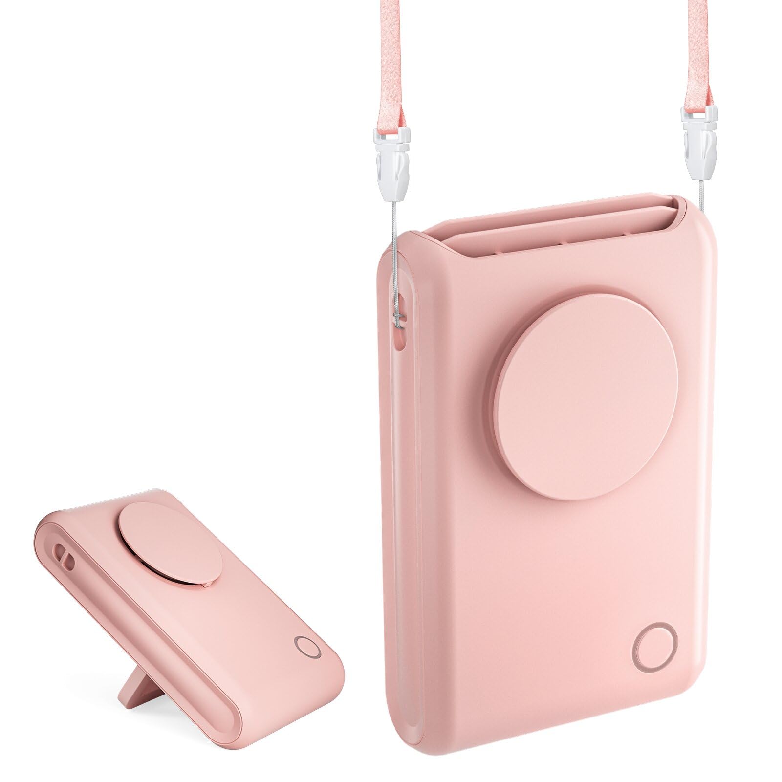 Ventilator zum Anklippen mit Umhängeband, kleiner persönlicher Ventilator mit stabiler Klemme, 3 Geschwindigkeiten, wiederaufladbar über USB, verstellbar, für Büro, Zuhause, Camping, Reisen