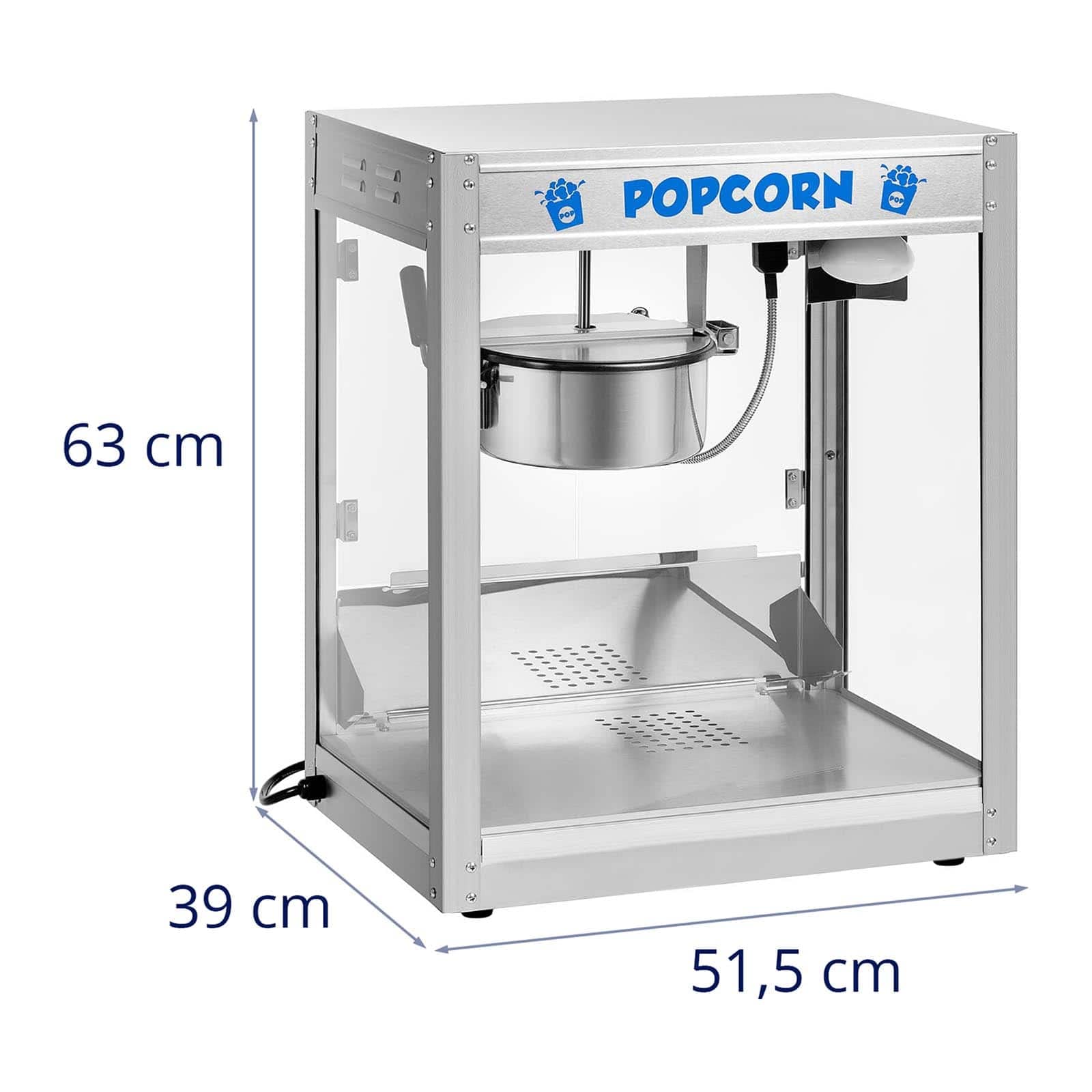 Royal Catering Palomitera Maquina de Palomitas (1350 W, aprox. 6 kg/h, Acero Inoxidable, Revestimiento antidherente) Profesional