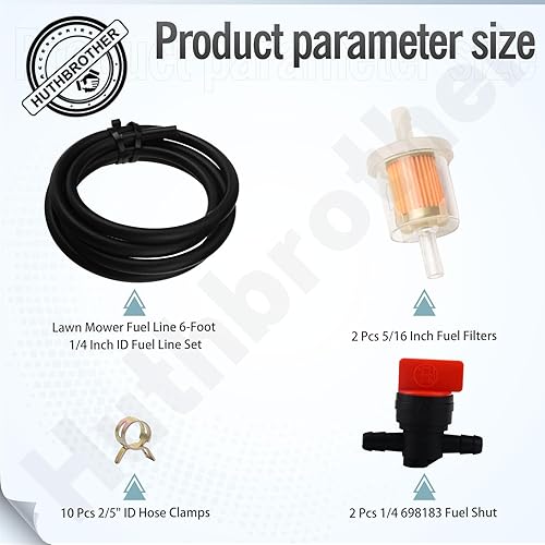 Miniatura 2 de para cortacésped, línea de combustible de 6 pies y 1/4 pulgadas de diámetro interior + 2 filtros de combustible de 5/16 pulgadas + 10 abrazaderas de