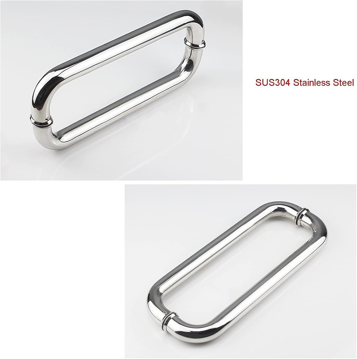 Shower Glass Door Handle for Bathroom,SUS304 Stainless Steel Polished Chrome Finish Sliding Glass Door Handle Set Hole Center Spacing 300mm/400mm (Size : 300mm)