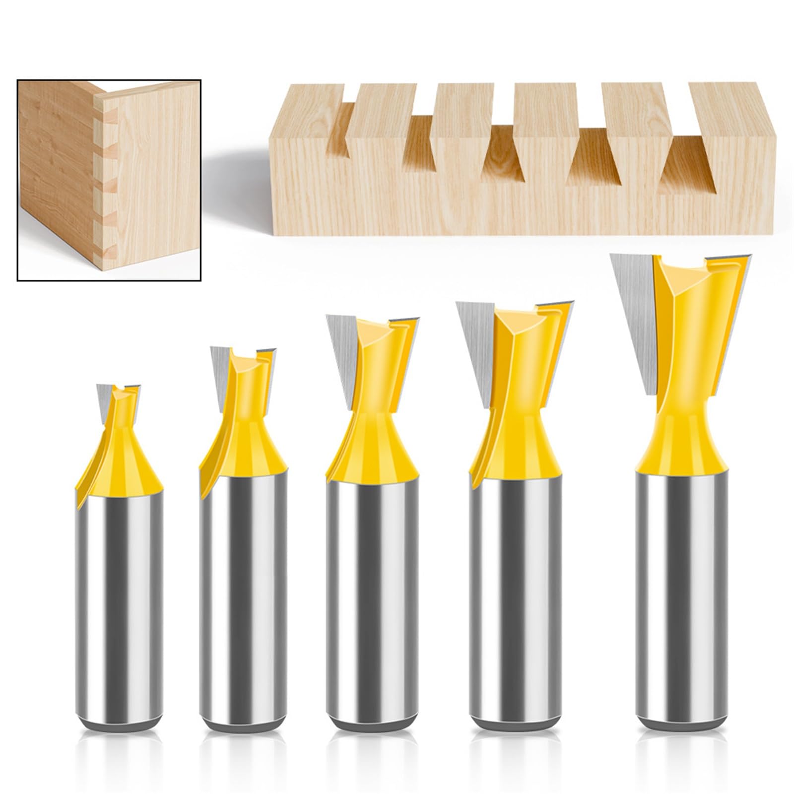 MACHSWON 5 PCS Straight Cut Router Bit Set Milling Cutter Cutting Dovetail Bit 12mm Shank,1/4" 3/8" 1/2" 5/8" 3/4" Cut Diameter Woodworking Cutting Trimming Cutter Double Flute Grooving Bits - Image 3