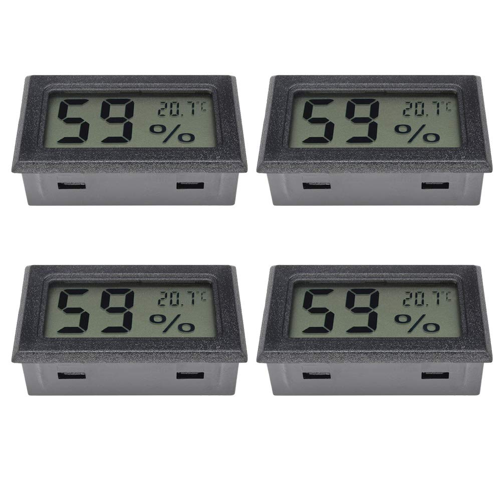 Aideepen 4 PCS Black Mini LCD Digital Thermometer Hygrometer Temperature Indoor Convenient Temperature Sensor Humidity Meter Gauge Instruments