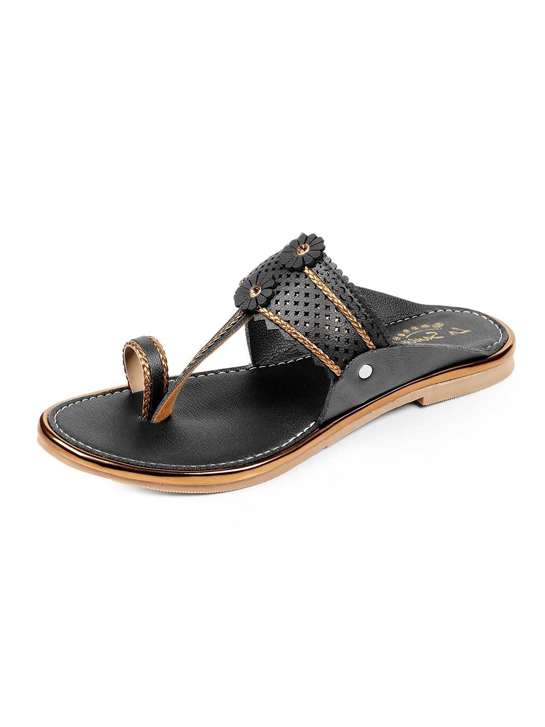 LaSancy Embroidered Slip-on Ethnic Flats | Toe-Ring Festive Chappals | Womens Fashion Sandals | Black (B0CMPF1CQ1) Amazon Price History, Amazon Price Tracker