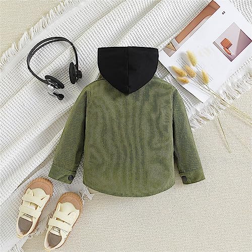 Toddler Boys Girls Shirt Hooded Jacket Color Block Long Sleeved Lapel Button Coat Tops Warm Outwear Clothes3