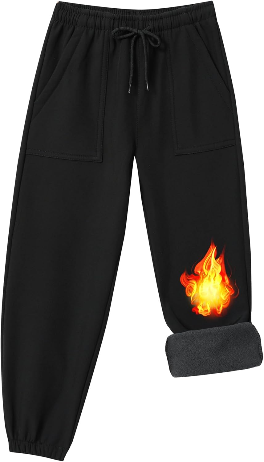 Toddler Fleece Lined Warm Snow Hiking Pants Baby Boys Girls Winter Ski Sweatpants Kids Running Joggers - Image 2