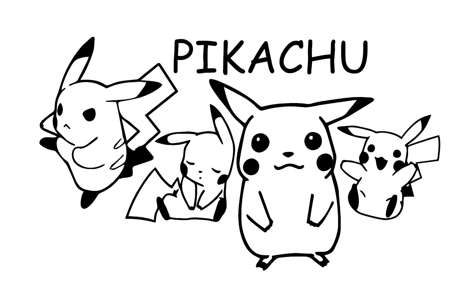 Catch Me if You Can! Pikachu wall decals are Black Vinyl kids playroom wall decals. Happy Smiley faces Pikachu nursery room wall decals are happy baby nursery wall decals.