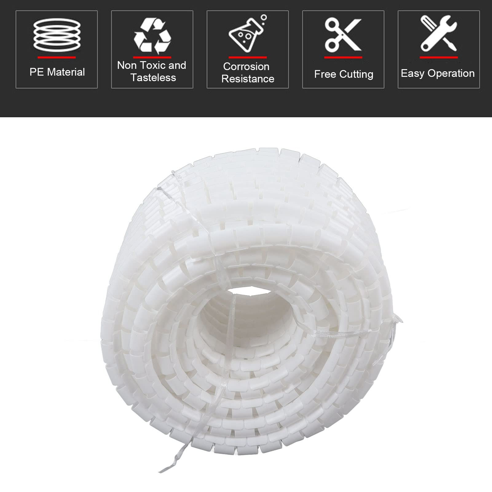 Organizzatore di Cavi a Spirale Tubo Flessibile per la Gestione dei Cavi per Uso Domestico e Industriale Bianco 1 unità (Diametro 22 mm 50 m)