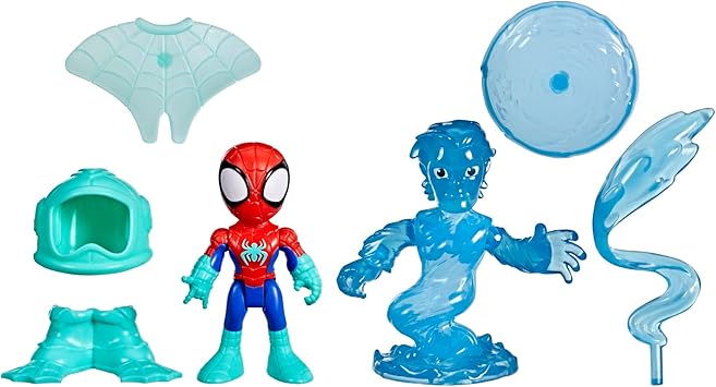 Spidey and HIS Amazing Friends Marvel Water-Webs Spidey & Hydro-Man Toys, 3-Inch Action Figures, Super Hero Toys for Kids, Ages 3+