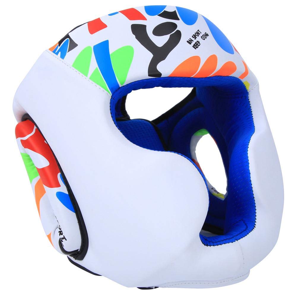 Tbest Casco da Boxe, Casco da Allenamento per Taekwondo Casco da Boxe per Bambini(Bianca) Attrezzatura sportiva per bambini Accessori Per Modelli Di Auto