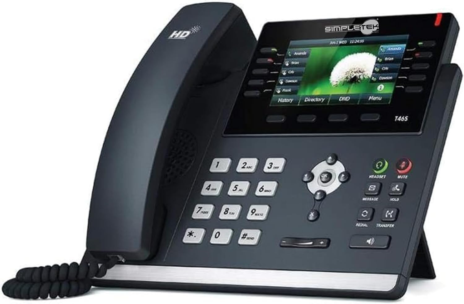 SIMPLETEK - Profesjonalny gigabitowy telefon IP PoE, kolorowy wyświetlacz 4,3", 16 kont VoIP, Audio HD, port USB (odnowiony)