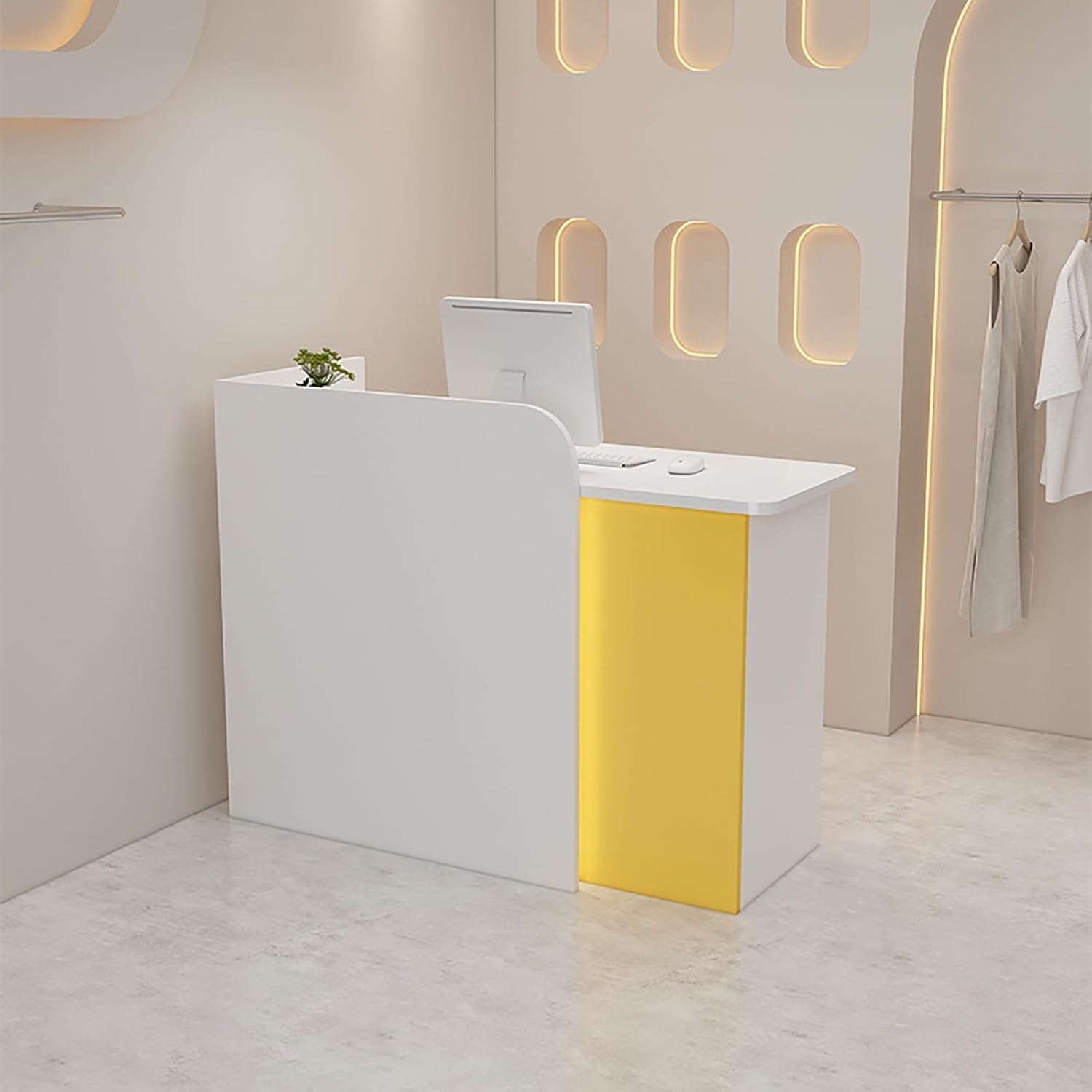 Slish - Scrivania moderna con serratura Ders ideale per mercati, hotel, negozi di abbigliamento e negozi di tè alle bolle, colore: giallo, 90 x 50 x 100 cm
