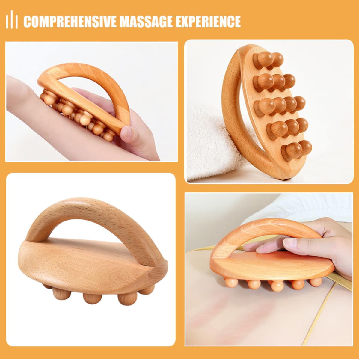 Masseur Manuel en Bois Brosse de Massage Facile à Utiliser Couleur Kaki pour Massage Abdominal et Fascia Corps Entier pour Usage à Domicile