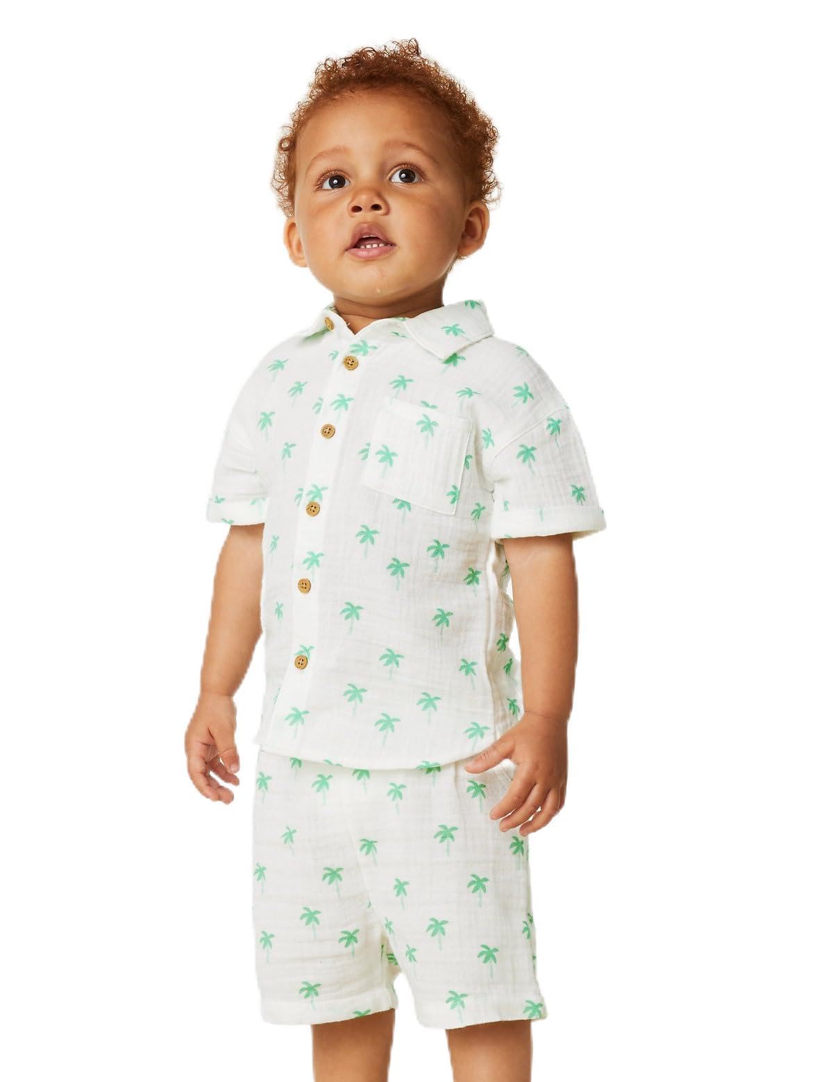 Marks & SpencerPure Cotton Palm Tree Shirt & Shorts Set (0-3 Yrs)