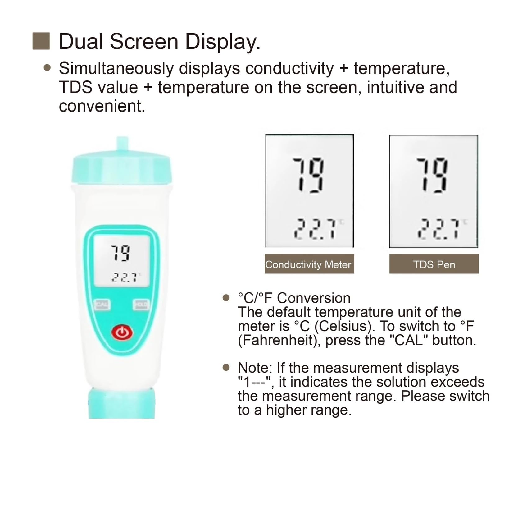 per acqua potabile, acquari e altro ancora Misuratore TDS a penna, tester digitale della qualità dell'acqua, misuratore di conducibilità e salinità, tester di pH for acqua potabile e acquari(TDS-1L-0-