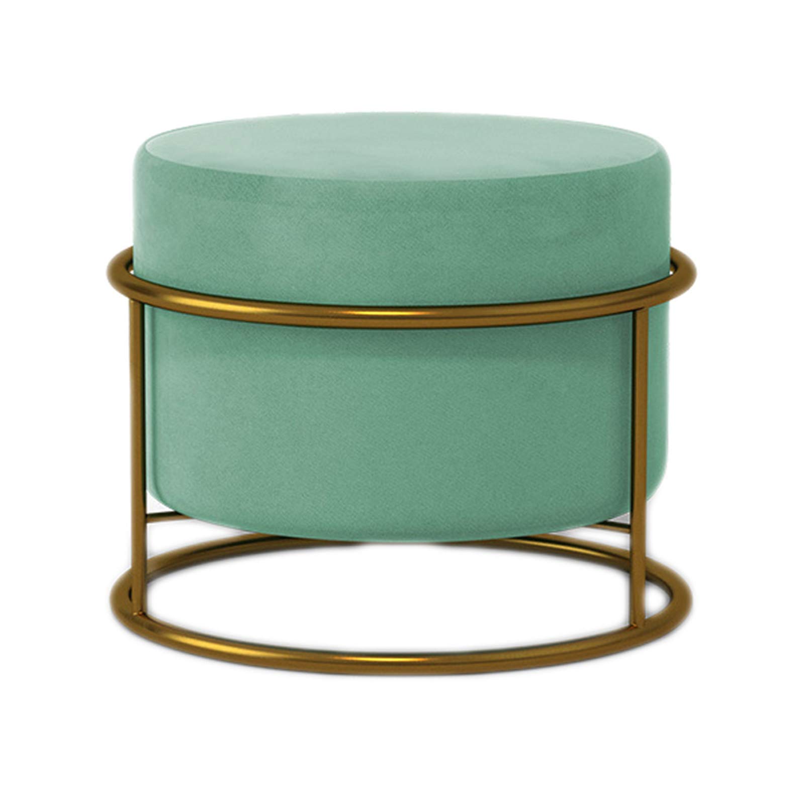 LMMIAOZ Soft Tufted Round Foot Stool Leg Rest Modern Linen Pouffe Chair Upholstered Footstool for Home Living Room Bedroom Office Flannel Mint Green